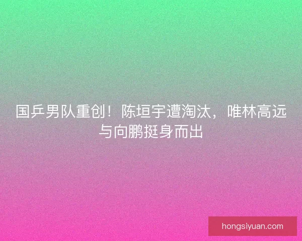 国乒男队重创！陈垣宇遭淘汰，唯林高远与向鹏挺身而出